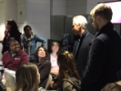 Mayor Emanuel visits with the lawyers working to assist travelers detained at O'Hare Airport on January 29, 2017